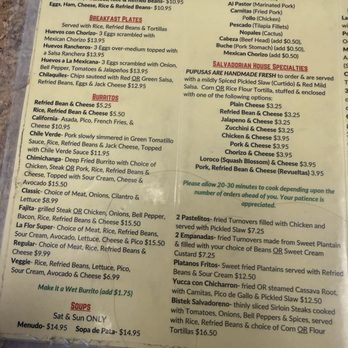 La Flor De Michoacan - Part of their menu.   Prices seem to hae skyrocketed - Salvadoran Near Me - Sacramento, California