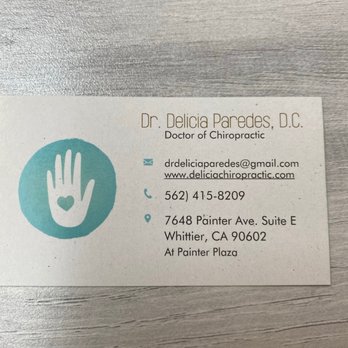 Delicia Paredes,DC - Business card! - Chiropractors Near Me - Whittier, California