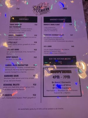 Menu photo 1 Belle Tavern Memphis, TN