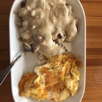 Beans & Barley Brews - Gravy over potatoes with cheesy scrambled eggs. - Coffee & Tea Near Me - Ashkum, Illinois