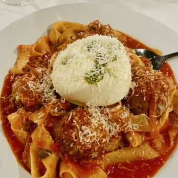 Trattoria D' Anna - Pappardelle Pasta with meatballs topped with burrata cheese. Chefs special of the night. - Italian Near Me - Dunedin, Florida Trattoria D' Anna - Pappardelle Pasta with meatballs topped with burrata cheese. Chefs special of the night. - Italian Near Me - Dunedin, Florida