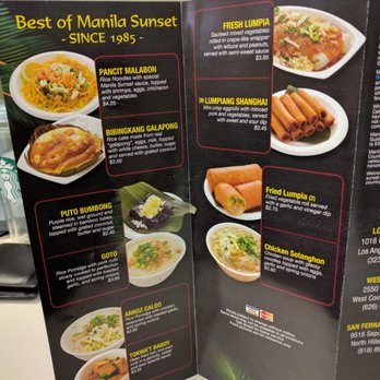 Manila Sunset - Menu prices are not accurate. - Filipino Near Me - Rancho Cucamonga, California Manila Sunset - Menu prices are not accurate. - Filipino Near Me - Rancho Cucamonga, California