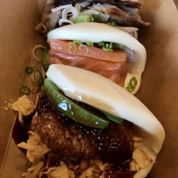 Fat Bao - New Yorker Bao (middle) Duck Bao (back) Pork Katsu Bao (front) - Chinese Near Me - Houston, Texas