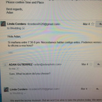 Photographer Adan - # 1 Thread of email him cancelling - Photographers Near Me Photographer Adan - # 1 Thread of email him cancelling - Photographers Near Me