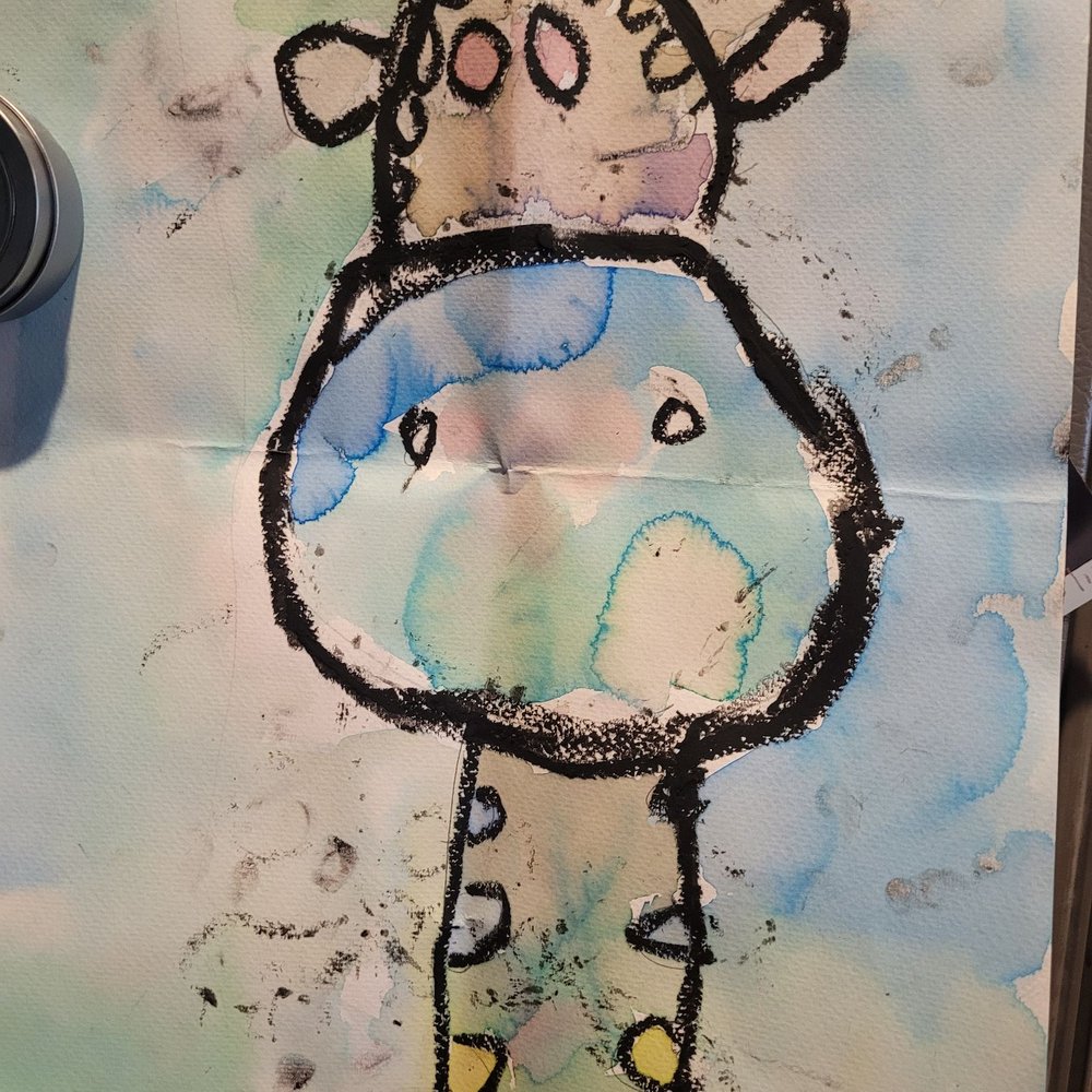 Cordovan Art School - Oil pastel giraffe by our 6 year old at camp - Art Classes Near Me - Spring, Texas Cordovan Art School - Oil pastel giraffe by our 6 year old at camp - Art Classes Near Me - Spring, Texas