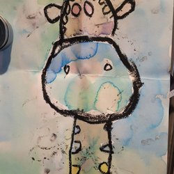 Cordovan Art School - Oil pastel giraffe by our 6 year old at camp