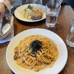 Masago pasta and carbonara Masago pasta and carbonara