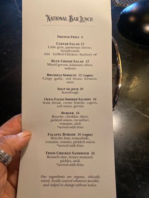 Menu photo 2 National Bar Nevada City, CA Menu photo 2 National Bar Nevada City, CA