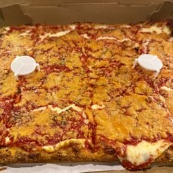Delicious Brooklyn pizza with extra cheese!!! They are generous with the cheese so next time I won't get the extra.