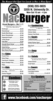 Menu photo 2 NacBurger Nacogdoches, TX Menu photo 2 NacBurger Nacogdoches, TX