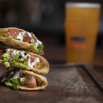 Finney's Crafthouse - Camarillo - three tacos stacked on a cutting board - New American Near Me - Camarillo, California