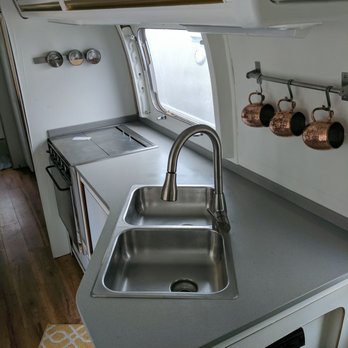 Olive Mill - Corian counter that I installed in my 1977 Airstream RV, turned out absolutely perfect! - Kitchen & Bath Near Me - Anaheim, California