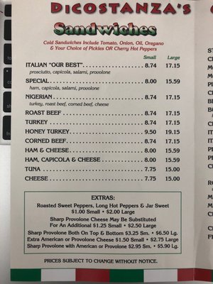 Menu photo 5 Dicostanza Sandwich Marcus Hook, PA Menu photo 5 Dicostanza Sandwich Marcus Hook, PA