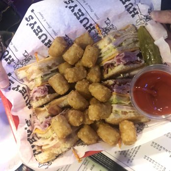 Huey's Downtown - Club sandwich with tots. - Burgers Near Me - Memphis, Tennessee Huey's Downtown - Club sandwich with tots. - Burgers Near Me - Memphis, Tennessee