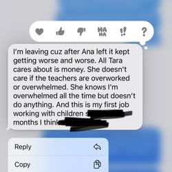 Sunrise Preschools - Messages from staff in regards to Tara O'Neale the new director who's ruined this school