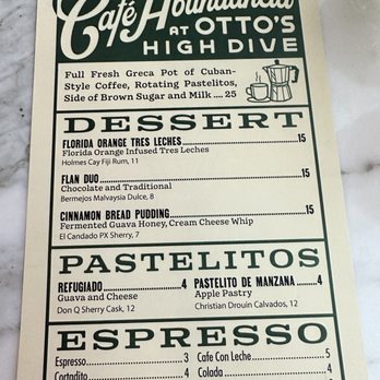 Otto’s High Dive - dessert menu - Cocktail Bars Near Me - Orlando, Florida Otto’s High Dive - dessert menu - Cocktail Bars Near Me - Orlando, Florida