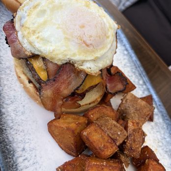 The Goodmark - Breakfast burger - should have waited until we released the yolk!!! - American Near Me - Cortlandt Manor, New York The Goodmark - Breakfast burger - should have waited until we released the yolk!!! - American Near Me - Cortlandt Manor, New York