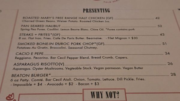 Menu photo 3 Bar Cecil Palm Springs, CA
