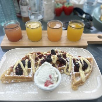Hangar Cafe - Blackberries & Cream waffle - Breakfast & Brunch Near Me - Seattle, Washington