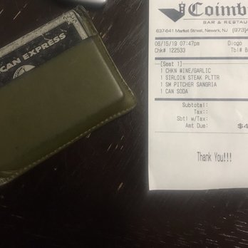 Coimbra Bar & Restaurant - Horrible meal which we have had dozens of times, owner would not remove item from bill. - Portuguese Near Me - Newark, New Jersey Coimbra Bar & Restaurant - Horrible meal which we have had dozens of times, owner would not remove item from bill. - Portuguese Near Me - Newark, New Jersey