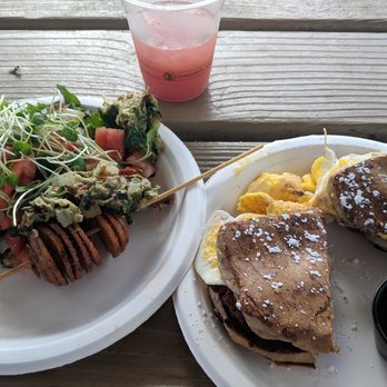 Saenz Ohana Breakfast - Pesto scramble, grapefruit juice, french toast sandwich - Breakfast & Brunch Near Me - Princeville, Hawaii Saenz Ohana Breakfast - Pesto scramble, grapefruit juice, french toast sandwich - Breakfast & Brunch Near Me - Princeville, Hawaii