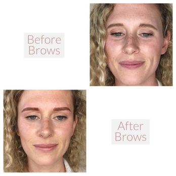 Koa Lash & Brow - This client's brows were down turned and flat, with Microblading + Shading I was able to pick the brows up opening up her face and eyes. - Eyebrow Services Near Me - Towson , Maryland