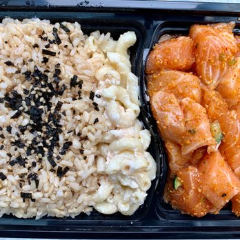 Seattle Fish Guys - Spicy Salmon Poke Bowl with Macaroni Salad & Brown Rice - Seafood Markets Near Me - Seattle, Washington Seattle Fish Guys - Spicy Salmon Poke Bowl with Macaroni Salad & Brown Rice - Seafood Markets Near Me - Seattle, Washington