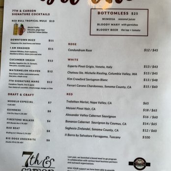 7th & Carson - Drinks menu - New American Near Me - Las Vegas, Nevada