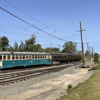 Western Railway Museum - Streetcar with train behind. - Museums Near Me - Suisun City, California Western Railway Museum - Streetcar with train behind. - Museums Near Me - Suisun City, California