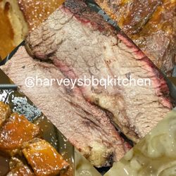 Harvey's BBQ Kitchen - Corn bread, ribs, brisket, burnt ends, and Mac and cheese