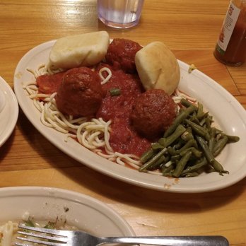 Louisiana Bayou Bistro - Spaghetti and meatballs with veggies from buffet - Seafood Near Me - Brusly, Louisiana Louisiana Bayou Bistro - Spaghetti and meatballs with veggies from buffet - Seafood Near Me - Brusly, Louisiana