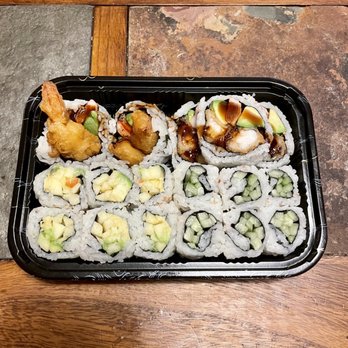 Sakura Sushi Depot - Americana roll (top), avocado and apple roll (bottom left) and cucumber roll (bottom right) - Japanese Near Me - New Brunswick, New Jersey