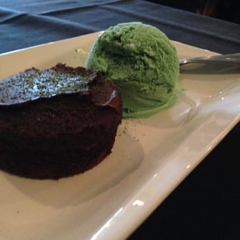 Thai Square - Chocolate lava cake with green tea ice cream - Thai Near Me - Denton, Texas Thai Square - Chocolate lava cake with green tea ice cream - Thai Near Me - Denton, Texas