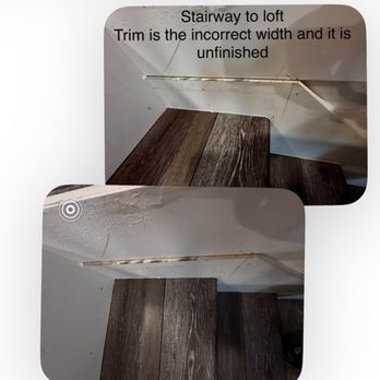 DC Construction group - Stairway trim doesn't match the rest of the trim.  They think this is complete and adequate as a final project. - Decks & Railing Near Me