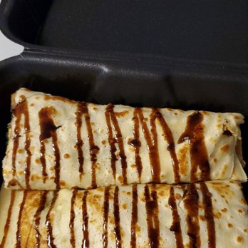 Cafe e Dolci - Victoria crepe - Breaded eggplant / mozzarella / roasted pepper / spinach / balsamic drizzle - Themed Cafes Near Me - Franklin, New Jersey Cafe e Dolci - Victoria crepe - Breaded eggplant / mozzarella / roasted pepper / spinach / balsamic drizzle - Themed Cafes Near Me - Franklin, New Jersey