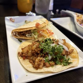 Fronteras - Double decker taco (Taco Bell could never), and a El Pastor street taco - Mexican Near Me - Columbus, Ohio