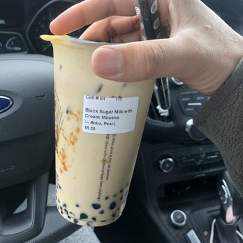 Tiger Sugar - Black Sugar Boba Black Tea Latte with Cream Mousse - Bubble Tea Near Me - Carrollton, Texas