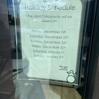The Joint Chiropractic - Holiday hours - Chiropractors Near Me - College Station, Texas