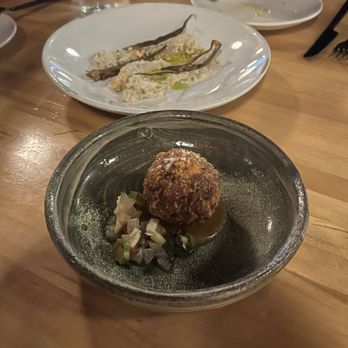 Machete - Pork croquette and fluke crudo - New American Near Me - Greensboro, North Carolina