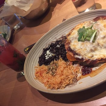 Cactus Restaurants - Butternut squash enchiladas with hibiscus mango sour. - Tex-Mex Near Me - Bellevue, Washington