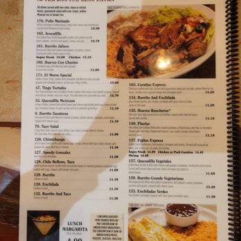 El Vaquero Mexican Restaurant - Lunch menu - Mexican Near Me - Westerville, Ohio