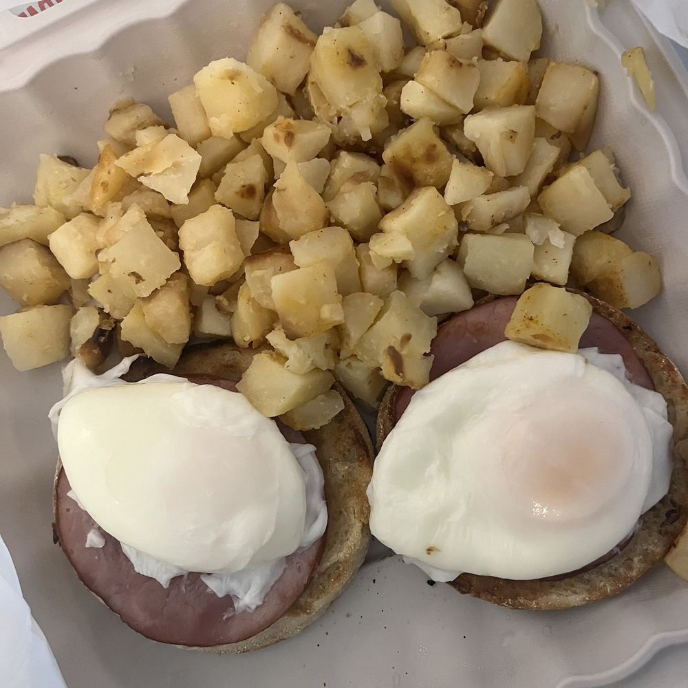 Annie's Cafe - Temecula - Eggs Benedict and home fries -- no hollandaise sauce - Breakfast & Brunch Near Me - Temecula, California