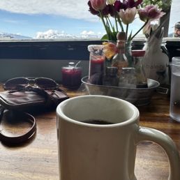 Inside dining with coffee