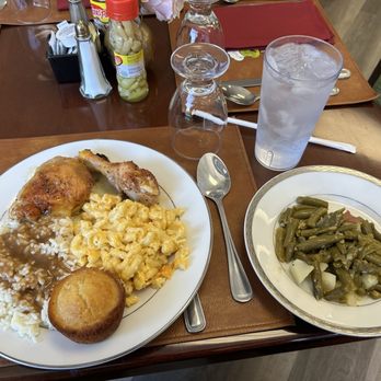 Ann’s Back In The Day Cafe - Baked chicken, mac and cheese, green beans, rice and gravy, cornbread muffin - Soul Food Near Me - Prattville, Alabama Ann’s Back In The Day Cafe - Baked chicken, mac and cheese, green beans, rice and gravy, cornbread muffin - Soul Food Near Me - Prattville, Alabama
