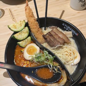 Kyuramen - Winchester - Yin yang bowl - Ramen Near Me - Winchester, Massachusetts Kyuramen - Winchester - Yin yang bowl - Ramen Near Me - Winchester, Massachusetts