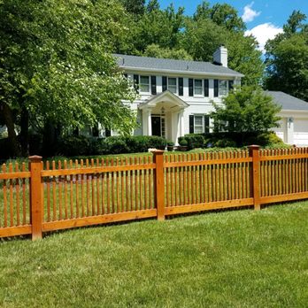 Capital Fence - Poolesville Picket Fence installed by Capital Fence - customer did a beautiful job of staining - Fences & Gates Near Me - Poolesville, Maryland Capital Fence - Poolesville Picket Fence installed by Capital Fence - customer did a beautiful job of staining - Fences & Gates Near Me - Poolesville, Maryland