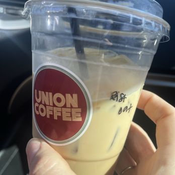 Union Coffee Company - Iced Pistachio latte with oat milk - Coffee & Tea Near Me - Peoria, Arizona