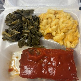 Soul Central - Meat Meatloaf with 2 Sides Collard Greens, Mac and Cheese - Soul Food Near Me - Charlotte, North Carolina Soul Central - Meat Meatloaf with 2 Sides Collard Greens, Mac and Cheese - Soul Food Near Me - Charlotte, North Carolina