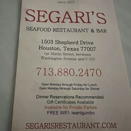 Front of menu Front of menu