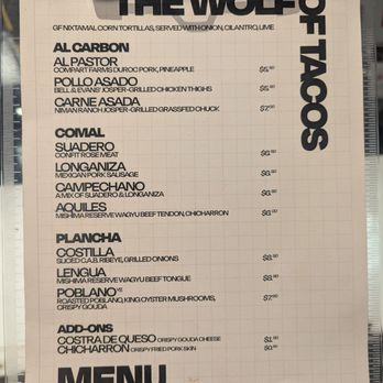 The Wolf Of Tacos - Menu June 2025 - Tacos Near Me - Miami, Florida The Wolf Of Tacos - Menu June 2025 - Tacos Near Me - Miami, Florida